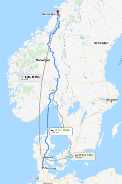 Anreise Google Maps Namsenfjord