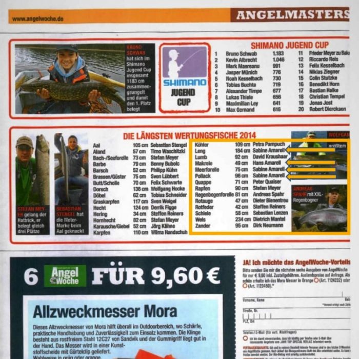 Amarell Bericht Angelwoche 03-2015 längste Fische Angelmasters